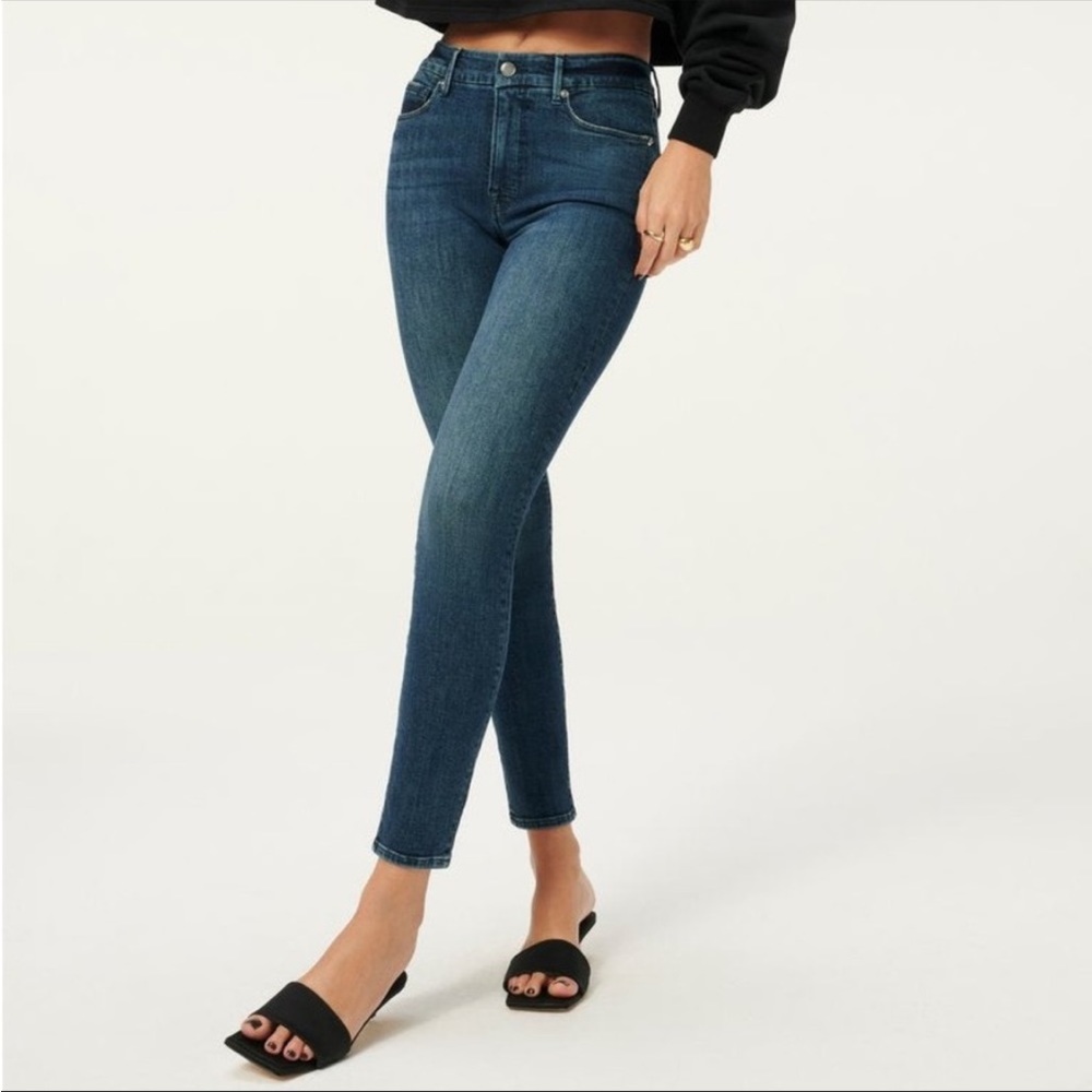 Good American Good Legs Skinny Ankle High Rose Denim Jeans Blue 784 Sz 6/28